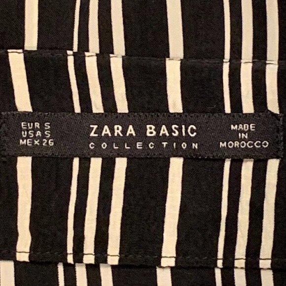Zara Basic Special Collection Sz S Asymmetric Black Stripe Skirt Cupro #230J - Picture 6 of 6